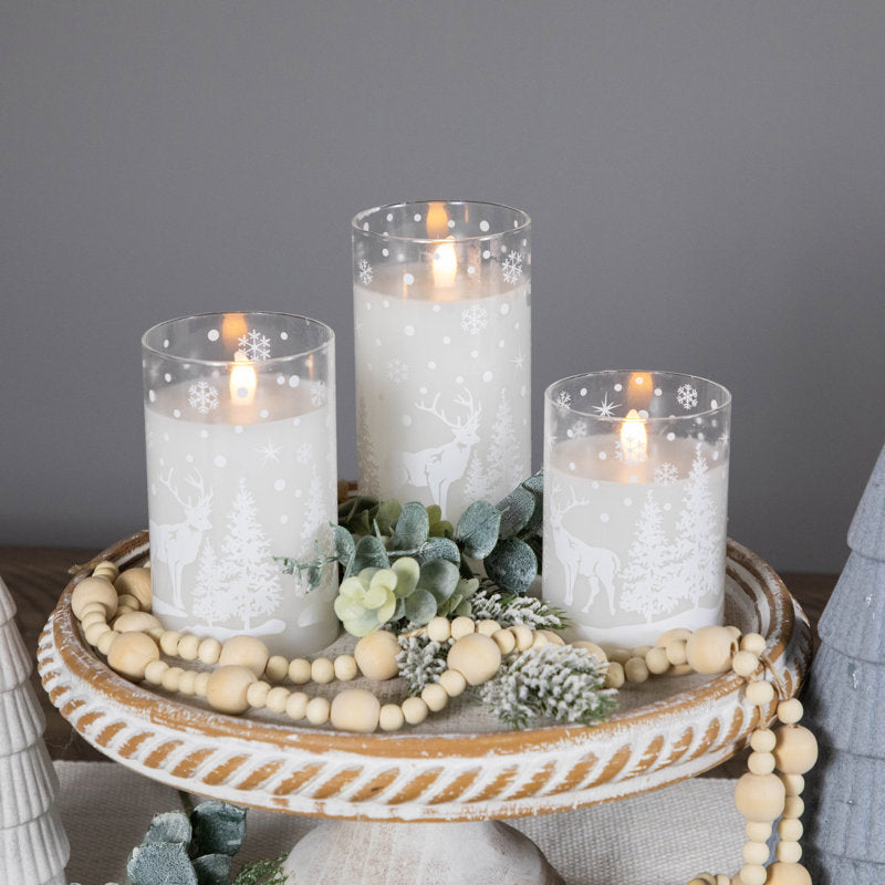 Unscented Flameless Jar Candle with Glass Holder