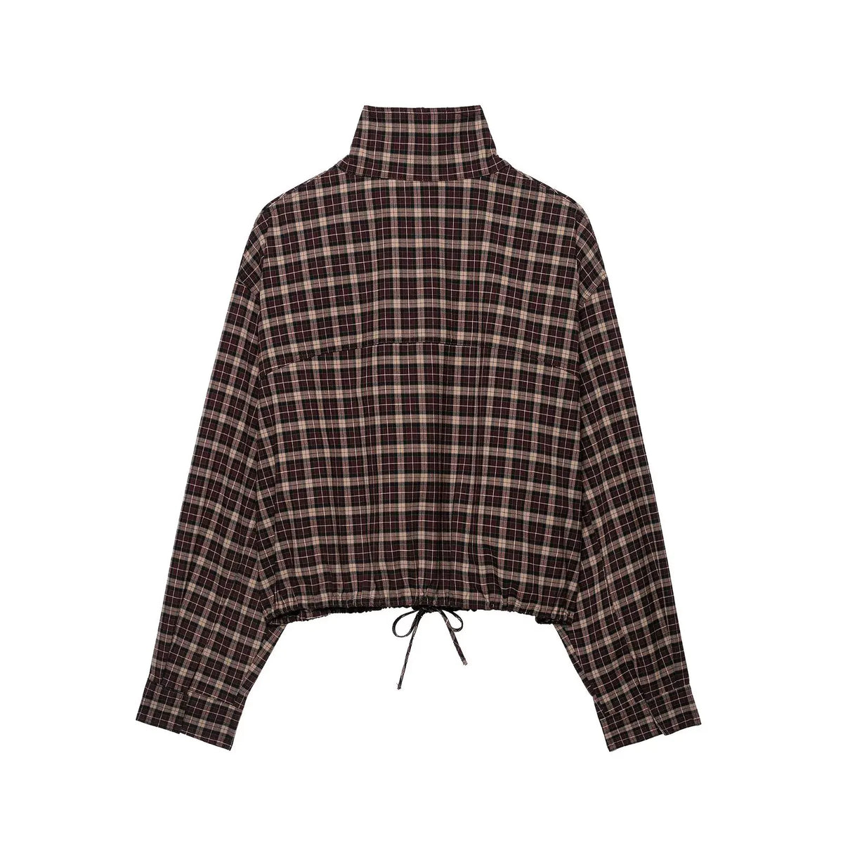 Fashionable Plaid Zipper Coat And Wide Pleat Skirt Set Women's Autumn Arrival Clothing Outfit Matching Checkered Pattern