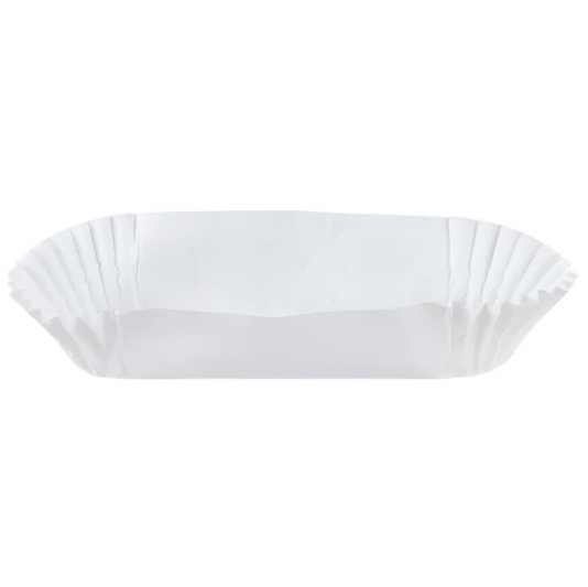 Hoffmaster 4" White Waxed Fluted Small Eclair Baking Case - 500/Pack