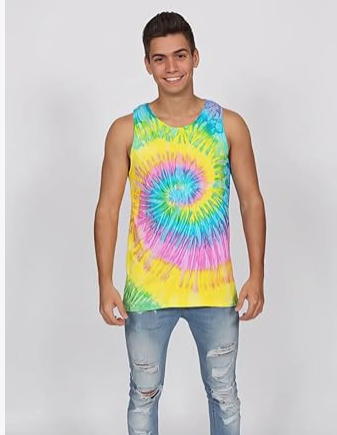 Multi-Color Spiral Tie-Dyed Tank Top | USA Decoration