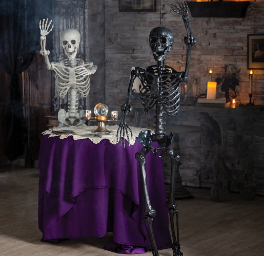 5 Ft. Life-Size Posable Black Skeleton Halloween Decoration | USA Decoration®