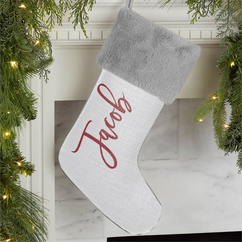 Scripty Name Personalized Fur Christmas Stocking