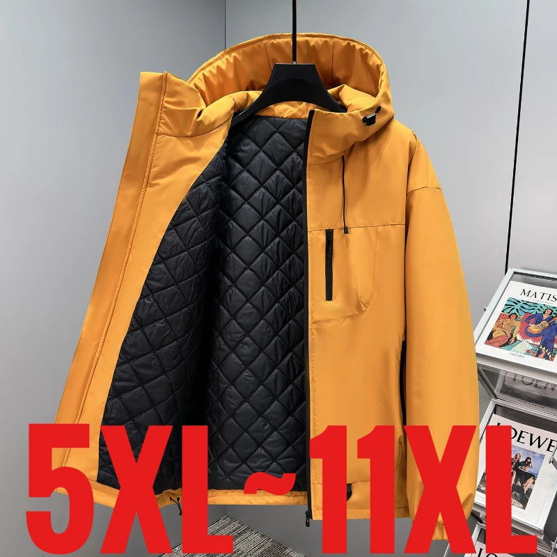 Big Size 11XL Men's Winter Jackets Hooded Padded Parka Male Lightweight Warm Autumn 6XL 7XL 8XL 9XL 10XL 150 160 Kg Plus 5XL Fat