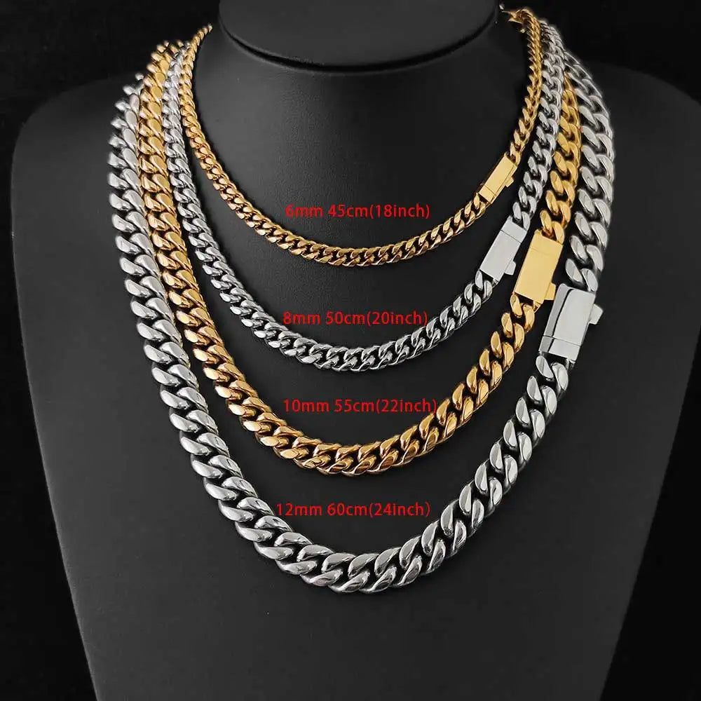 NUOYA Custom Logo Stainless Steel Cuban Link Necklace Hip Hop Jewelry Miami Cuban Link Chain for Men