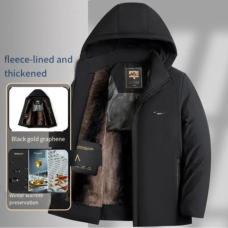Premium Quality Man Cotton-Padded Jacket Zipper Pocket Thickened Flannel Hooded Winter New Cotton Coat Casual Fashion Men's Wear