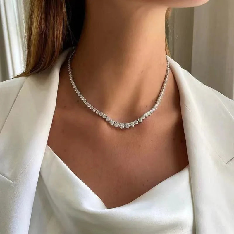 Necklace LYEE CYEE 925 Silver Moissanite Necklace 4mm Casual Fashion Light Luxury Women's Senior Gift with Certificate Authentication