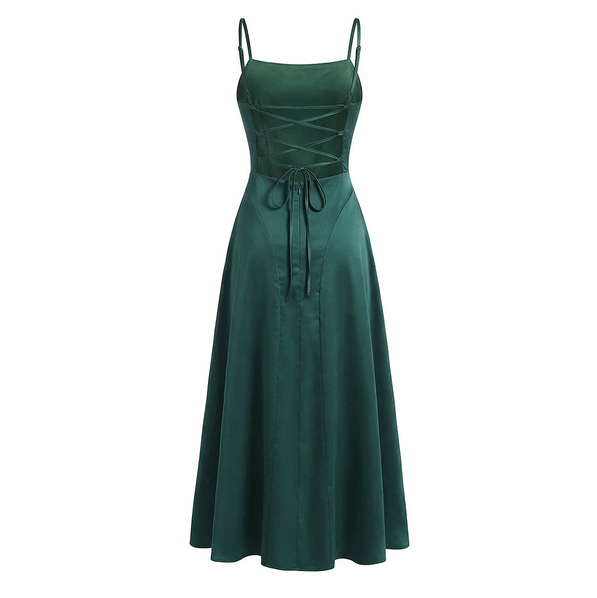 Dress Suninbox Elegant Satin Spaghetti Strap Maxi Dress Criss-Cross Back Tie for Wedding Evening Party Holiday Events