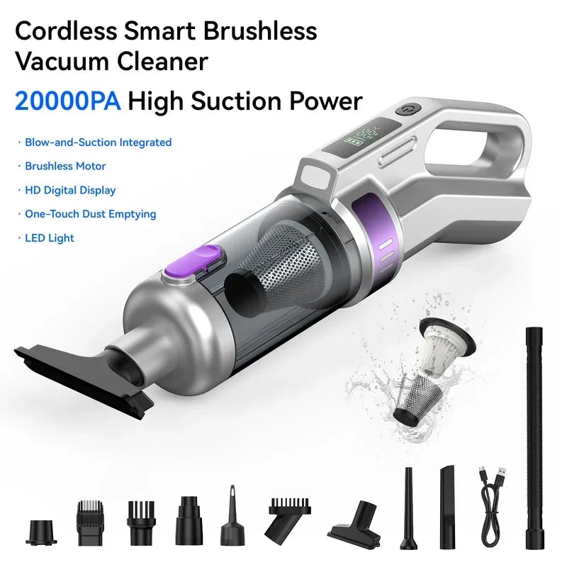 Car Digital Display Intelligent Brushles Vacuum Cleaner Handheld Small High Power Multi-function Wireless Home Car Large Suction