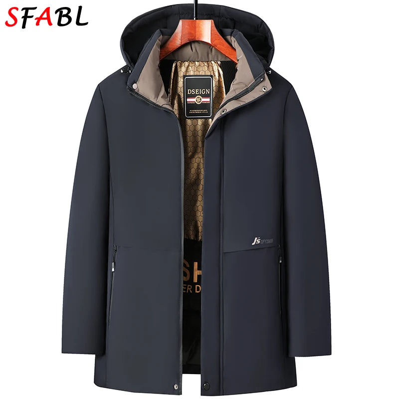 Fashion Hooded Parkas Men's Winter Jacket Windbreaker Hiking Coats Thicken Thermal Winter Jackets for Men's Winter Coats Skiing