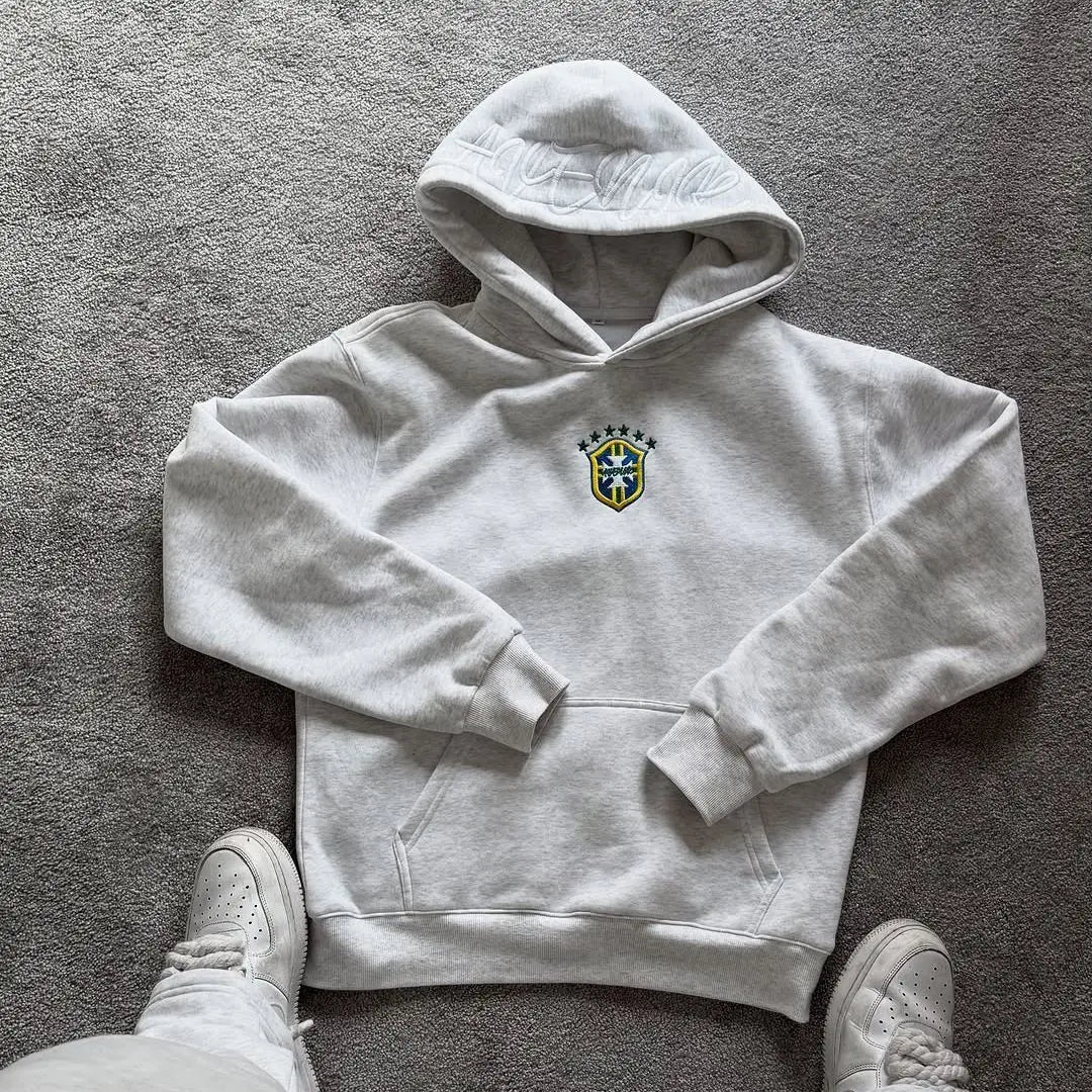 Fashion and Leisure New Sports Style Hooded Sweater Football Team embroidery Design Personality Street Style Pullover Unisex.