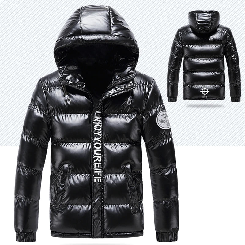 Winter Outdoor High Quality Bright Padded Jacket Trendy Hoodie Thickened Windproof Warm Non Washable Down Jacket Cotton Jacket