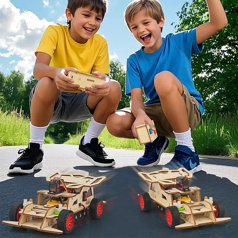 DIY Wooden Remote Control Car Building Kit for Kids STEM Educational Science Experiment Toy Wireless RC Racing Car Model Toys