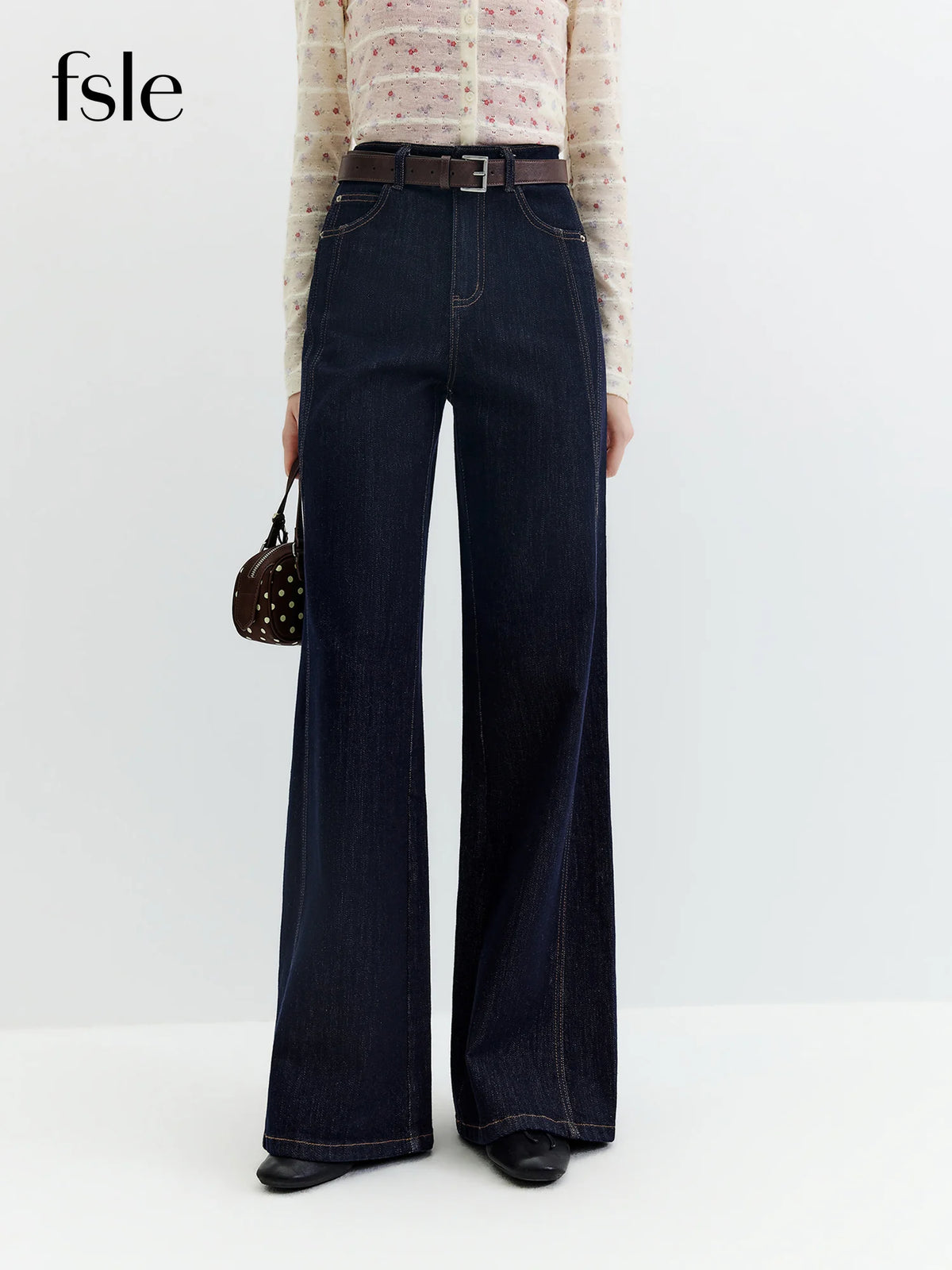 Jeans FSLE Slim Denim Jeans for Women Autumn 2026 Style Mid-waisted Zipper Flared Pants Cotton Retro Solid Chic Streetwear