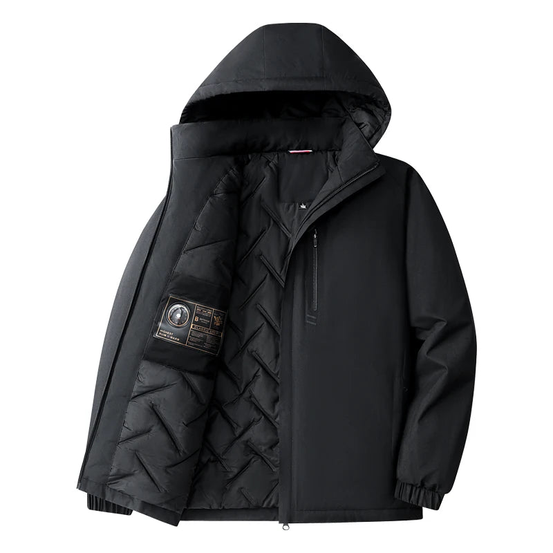 Autumn and winter new solid color windproof padded thick warm hooded jacket men's casual loose sports plus size jacket