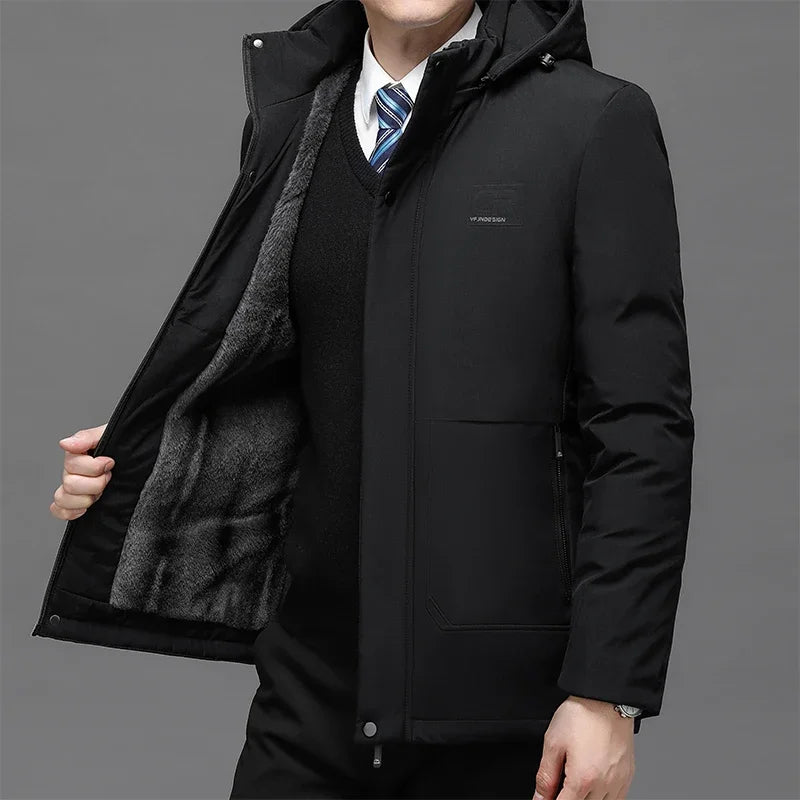 Men Thicken Fleece Zipper Men Warm Winter Coat Mens Jackets Plus Size New Waterproof Winter Jacket Men Hoodied Parka Clothes