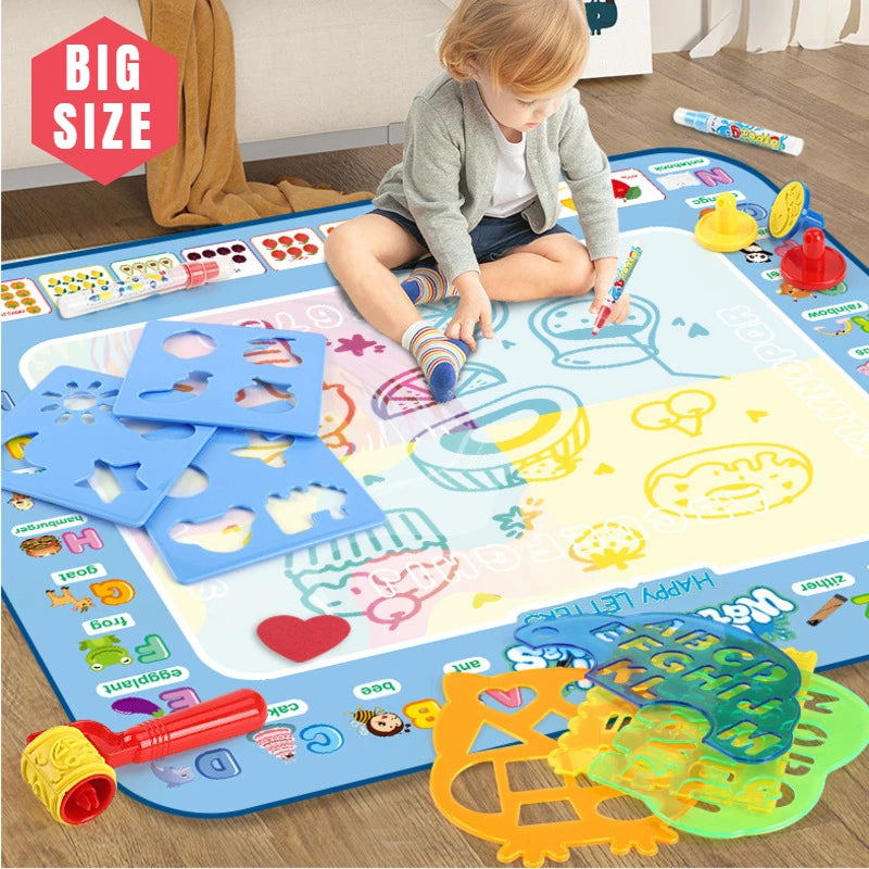 100x80CM Magic Water Drawing Mat with Reusable Magic Pens Montessori Painting Board for Doodling Educational Toys and Gifts