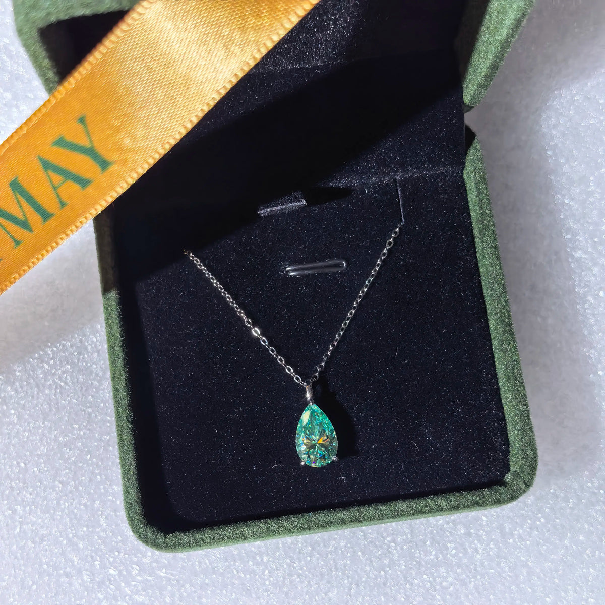 Bocarman Colorful Pear Moissanite Pendant on S925 Silver Chain GRA Iridescent Teardrop Whimsical Enchanting Gift