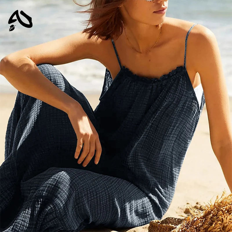 Casual Dress Muslin Elagant Beach Bobo Dress Casual 100% Cotton Retro Maxi Dresses A-Line Sleeveless Summer Sundress Hoilday Travel