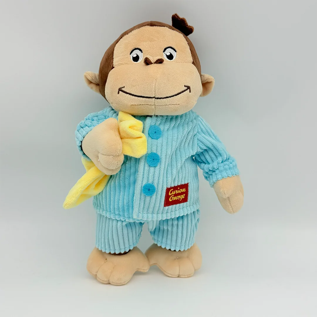 Stuffed Plush TreasuringU Kawaii Monkey Plush Toy Cartoon Blue Pajama Monkey Stuffed Doll Kids Soft George Plushie Birthday Christmas Gift