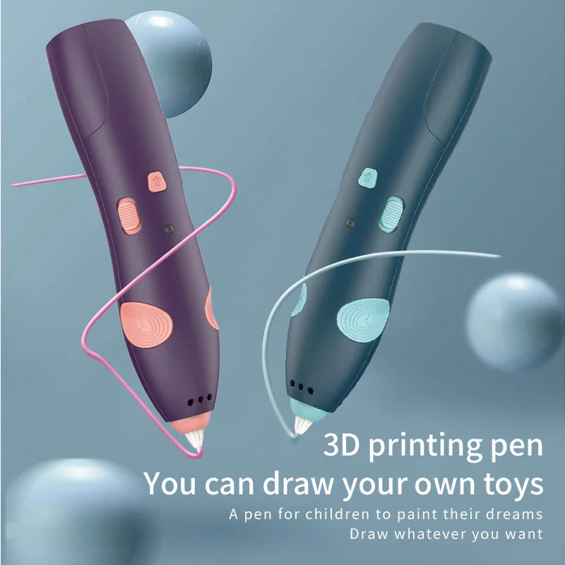 Low Temp Safe 3D Printing Pen for Kids Cordless Wireless Design with PLA Filament Burn Free 3D Pen Art Toy for Birthday Gift
