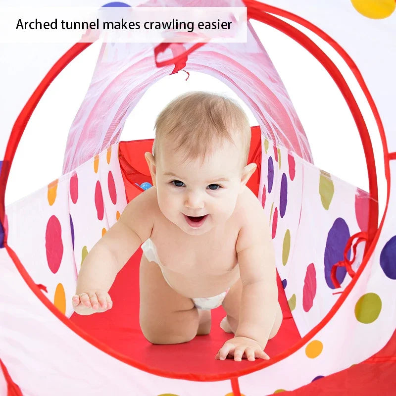 IMBABY 3 in 1 Ball Pool Folding Tent Tunnel for Children Ball Pit Playpen Crawling Tunnel Playground Corral Demgames Games Fence