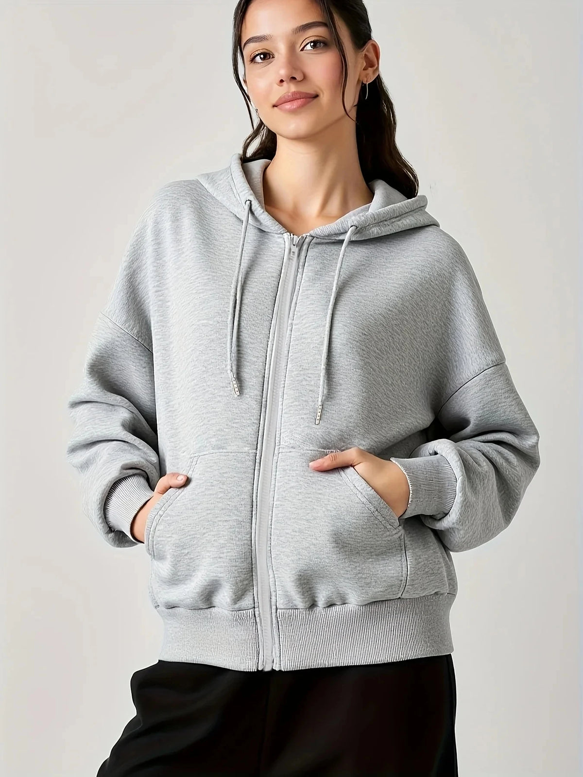 New York City Letter Women's Zipper Hoodies Jacket Cotton Fleece Hoody Sweatshirt Pullover Autumn Winter Oversize Loose Top Coat
