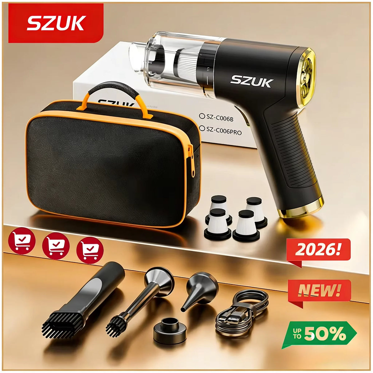 SZUK Wireless Mini Car Vacuum Cleaner Home Appliance Handheld Cleaner Portable Cleaning Machine Air Blower Powerful Car Cleaner