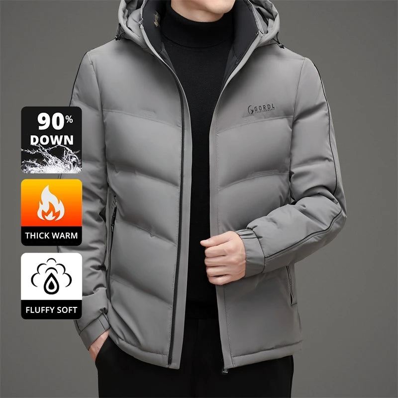 Down Parkas Feather High End Thick Hooded Fashion Windbreaker Casual Brand Mens Parkas Winter Warm Feather Puffer Jacket Outwear Down Jacket