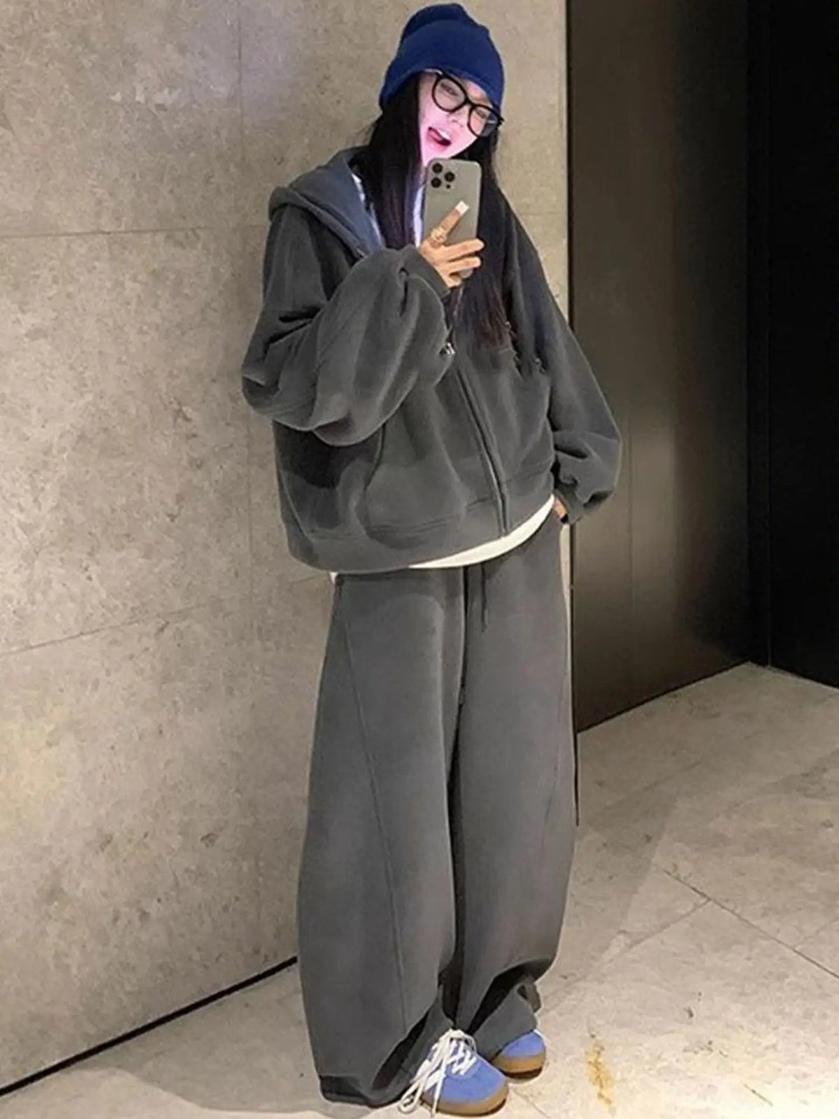 Fashionable Sporty Women's Set Loose Fit Hoodie And Pants Two-Piece Casual Outfit for Autumn Winter Spring plus Size