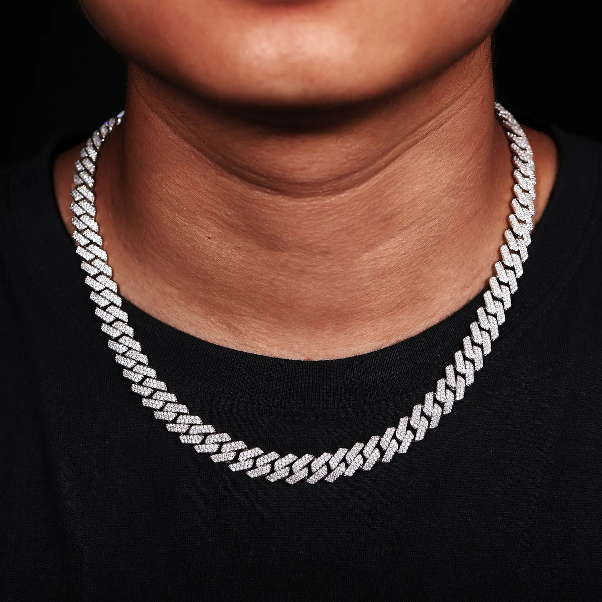 Available for single wear or stacking, 8mm Single Row Diamond Necklace, PT950 Platinum unisex design matched with artificial