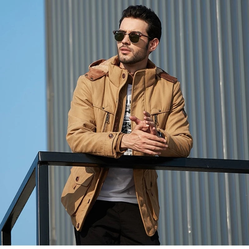 Men Fleece Warm Thick Windproof Parkas Hooded Casual Tactics Military Parkas Jackets Coat Men Autumn Fashion Winter New Coats