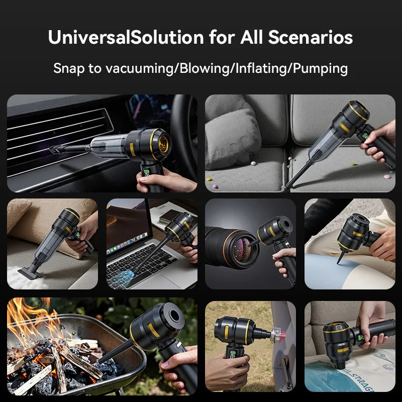 Portable Handheld Mini Car Vacuum Wireless Suction Blower Duster Built-in LED Light Brushless Motor For Auto Household Cleaning