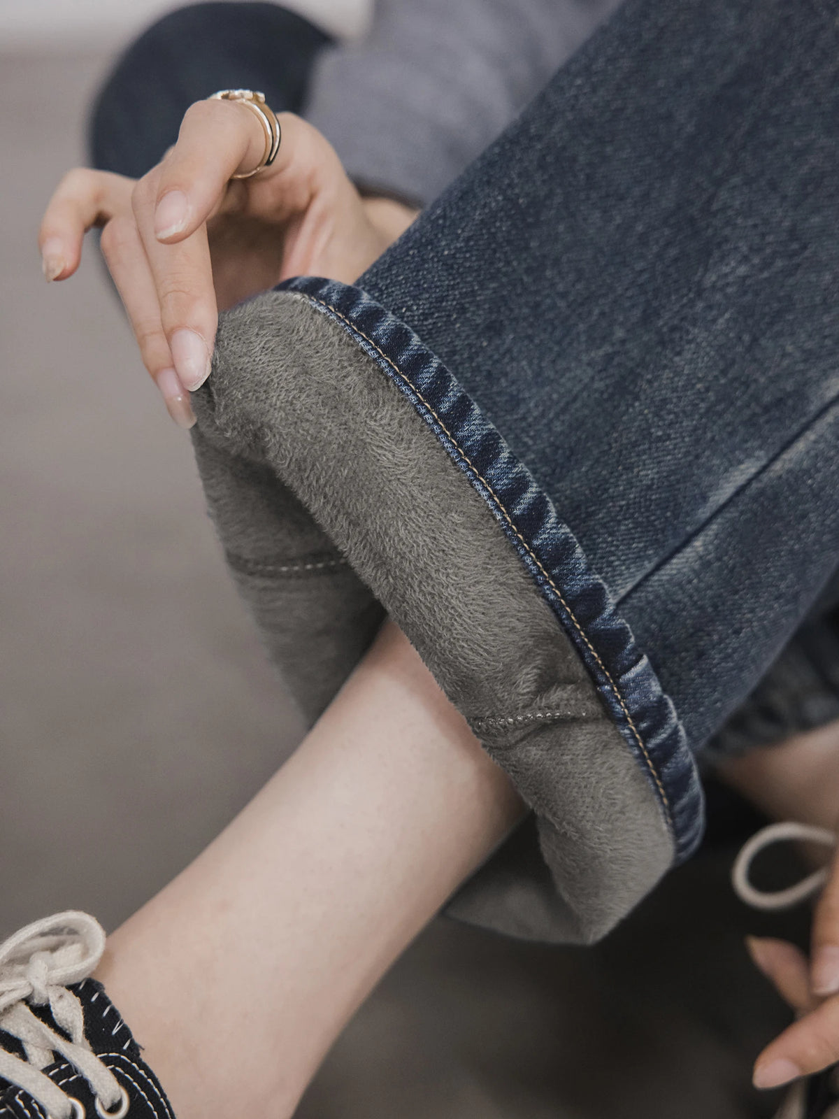 Jeans Women High Waist XIAOGULI Women High Waist Wide Leg Jeans 2026 Winter Thick Lined Warm Loose Retro Casual Ladies Daily Denim Long Pants