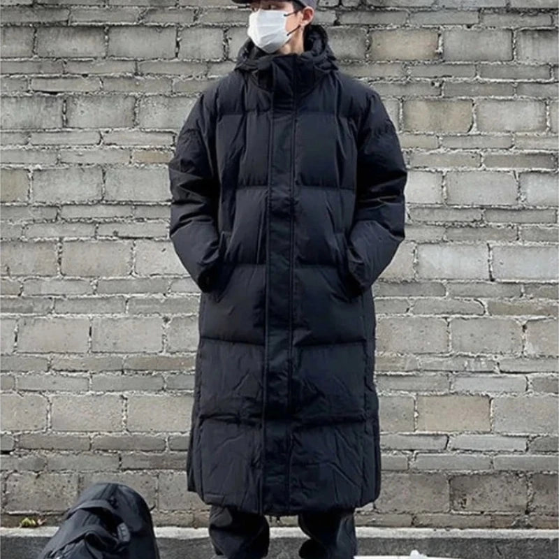 ​Men's Winter Jacket Down Cotton Parka with Hood Knee High Windproof Coat for Extreme Cold Weather Athletic Outdoor Apparel​