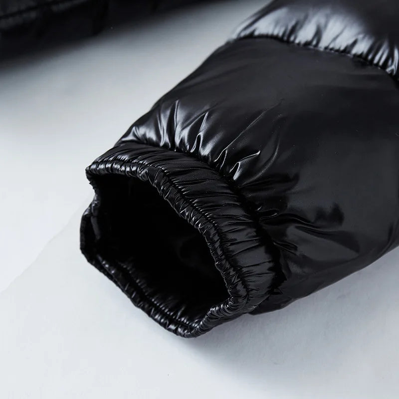 2026 OLEKID Waterproof Short Cotton Jackets Men's Black Lightweight Snow Parkas High Quality Glossy Parkas Winter Jackets Male