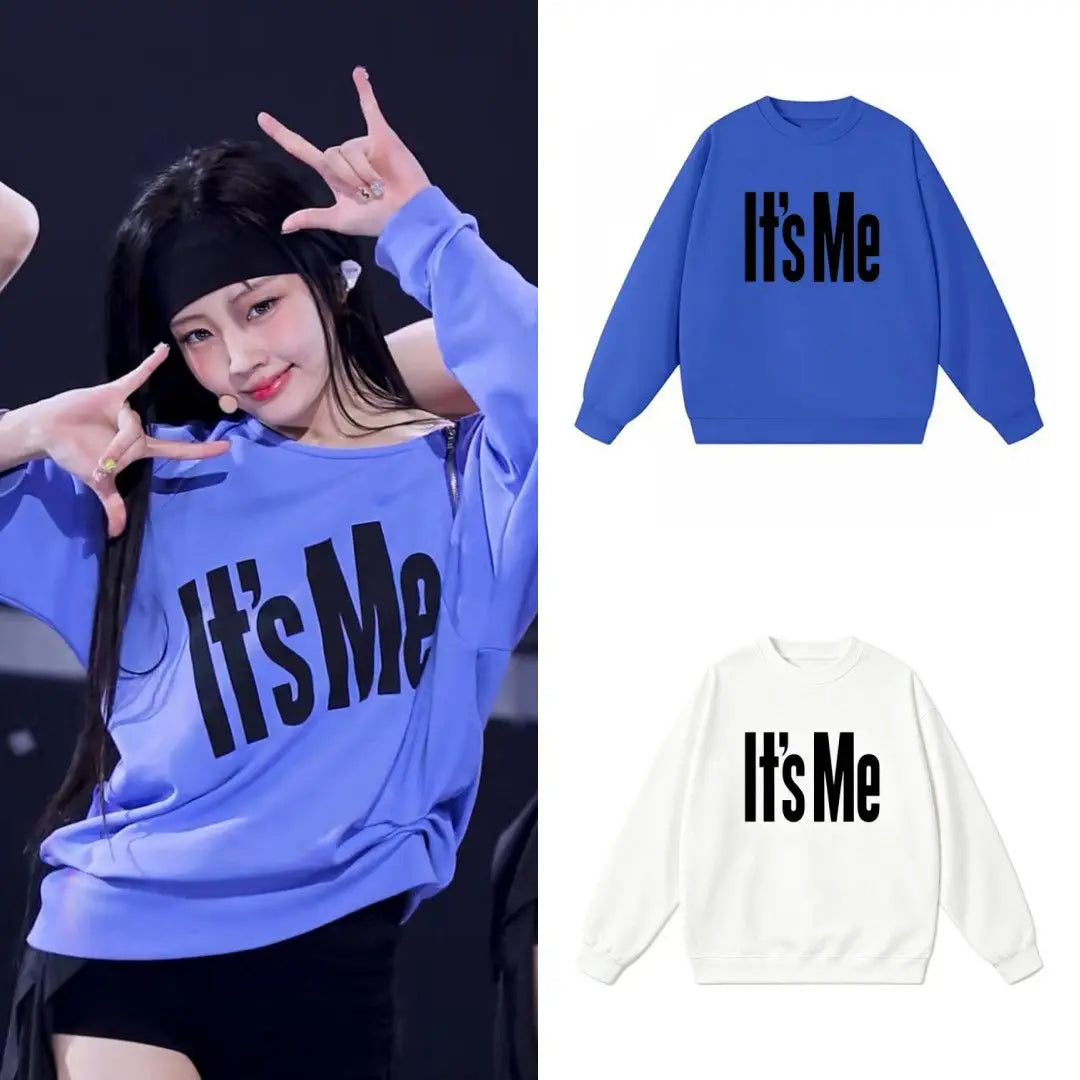 Sweatshirt ILLIT Li Yuan Xi Stage Performance Hoodie round Neck Spring Autumn Print Outerwear Sweatshirt Loose Fit Unisex Commute Style