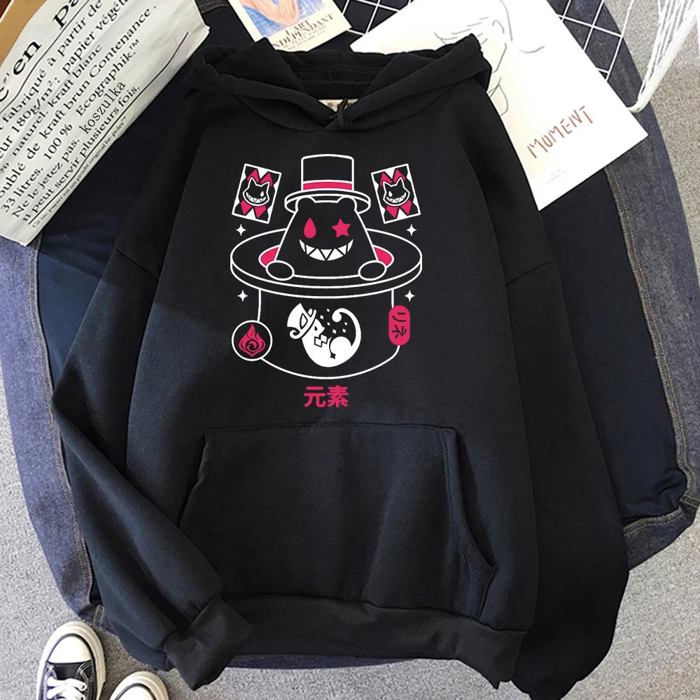 Genshin Impact Lyney Hoodie Fashion Women Video Game Gaming Pyro Element Fontaine Magician Hoodies Unisex Pullovers Sweatshirts