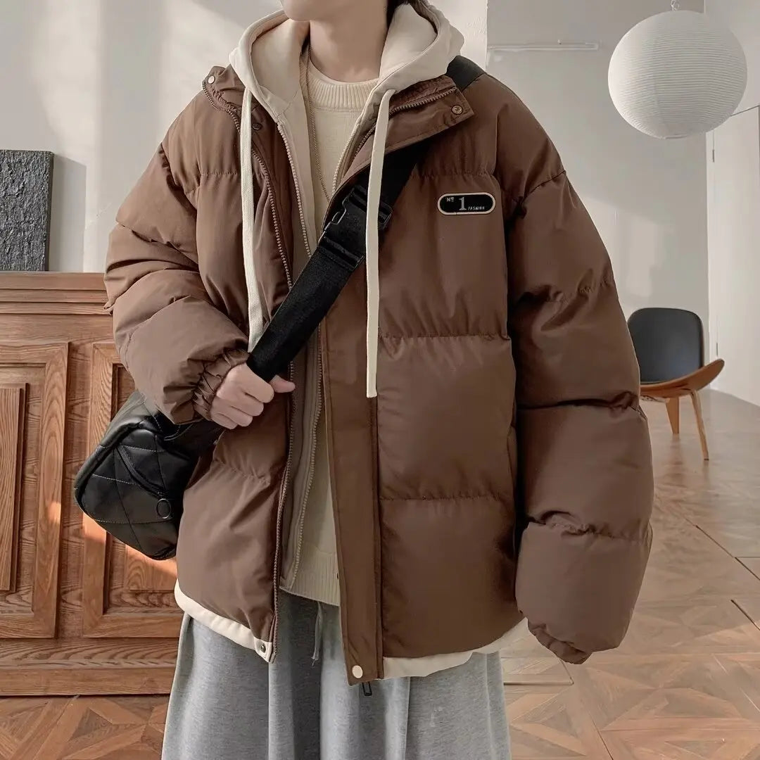Winter Thick Cotton Jacket Set for Men's Fake Two piece Cotton Jacket, Rascal Handsome Men's Winter Warm Cotton Jacket Two piece