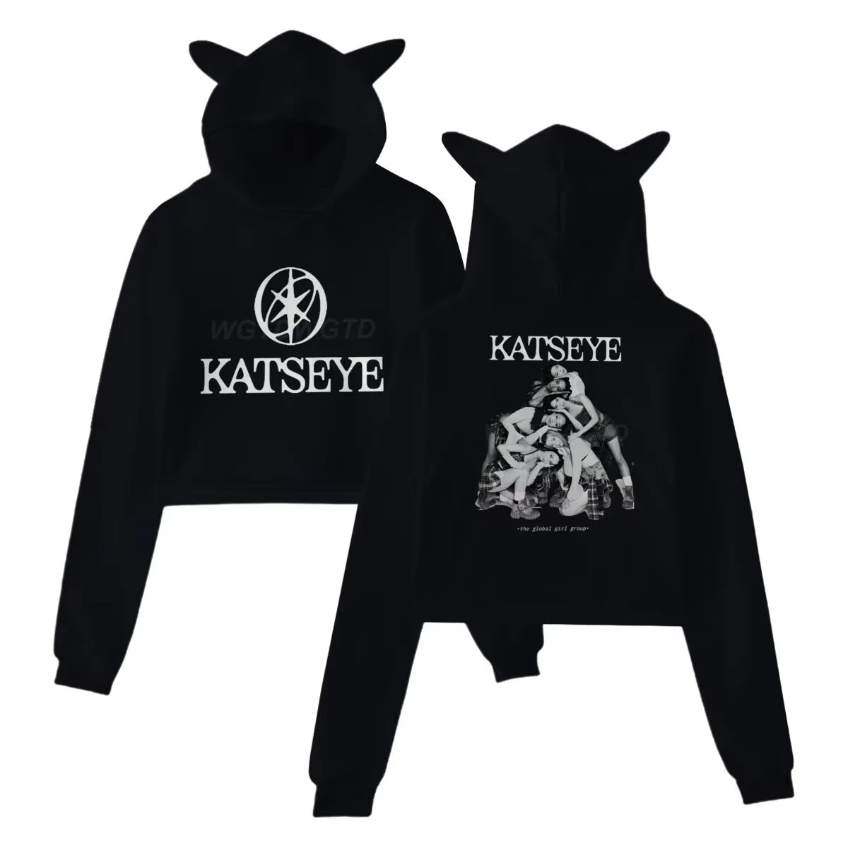 Hoodies Sweatshirt New Katseye Tour 2025 Merch Hoodies Sweatshirt for Girls Cat Ear Crop Katseye Y2K Girls Fashion Hoodie Pullover Casual Clothes