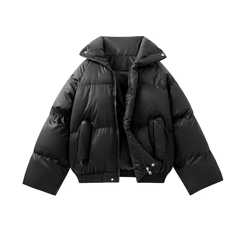 Winter Short Cropped Parkas Man Women Warm Stand Collar Bread Coat Brown Puffer Jacket Man Korean Fashion Cotton-padded Jackets