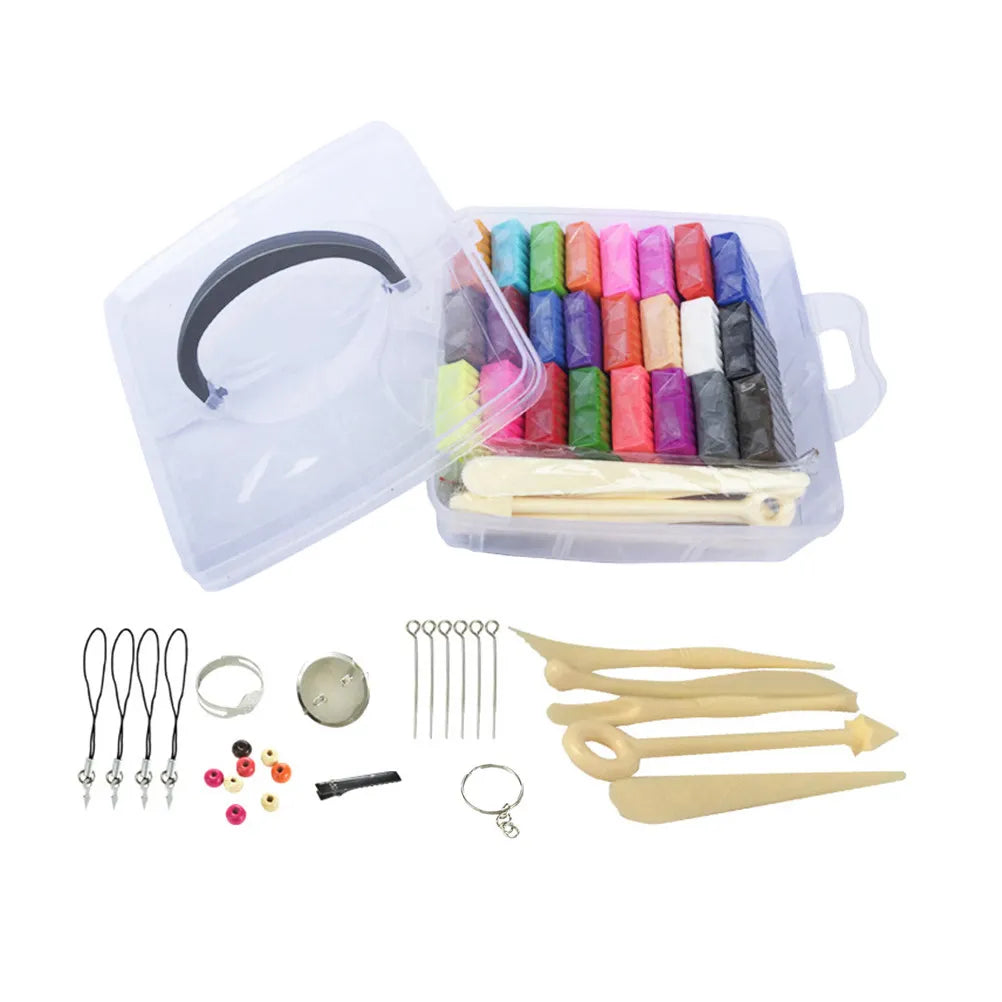 1Set Modeling Clay Kit 24 Colors Non Sticky Soft Polymer Clay Set DIY Tools Creative Educational Accessories for Kids Crafts