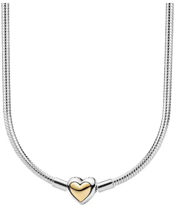 Hot Selling New 925 Silver Round Shell Oral Classic Snake Bone Necklace Suitable For Original Charm And Fashionable Jewelry Gift
