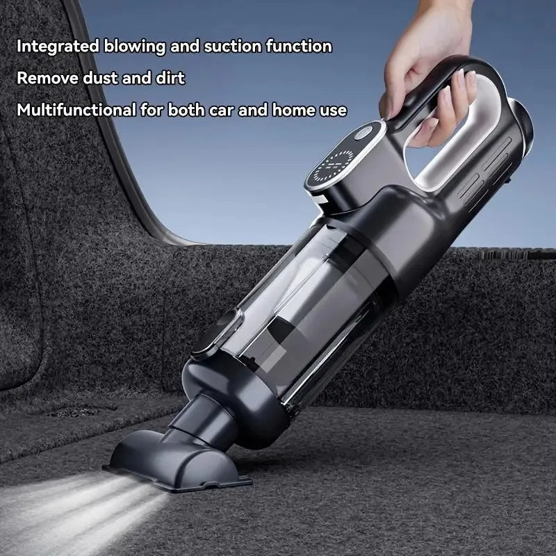 High Power Wireless Handheld Mini Car Vacuum Cleaner Large Suction Brushless Motor One Button Dust Dump LED Light For Car Home