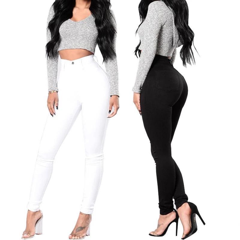 Skinny Jeans Women Pencil Pants Super Stretch Denim Trousers Sexy Slim Lady Fashion Waist Retro Commuter