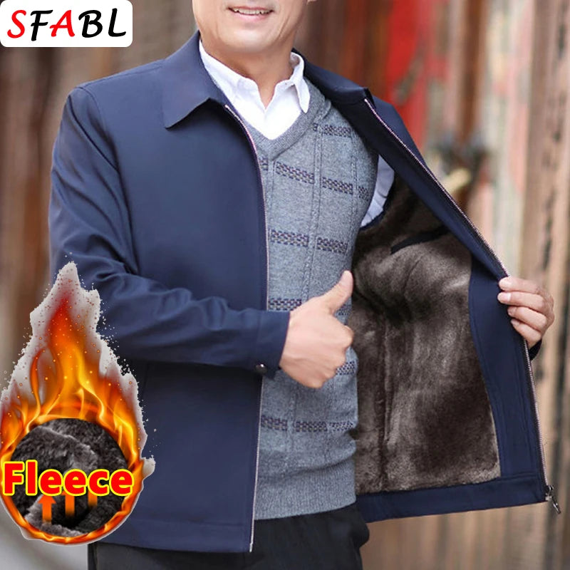 Winter Fleece Lining Jacket Men Thick Warm Winter Jackets for Men Autumn Blazer Office Dress Coat Social Formal Outerwear L-3XL