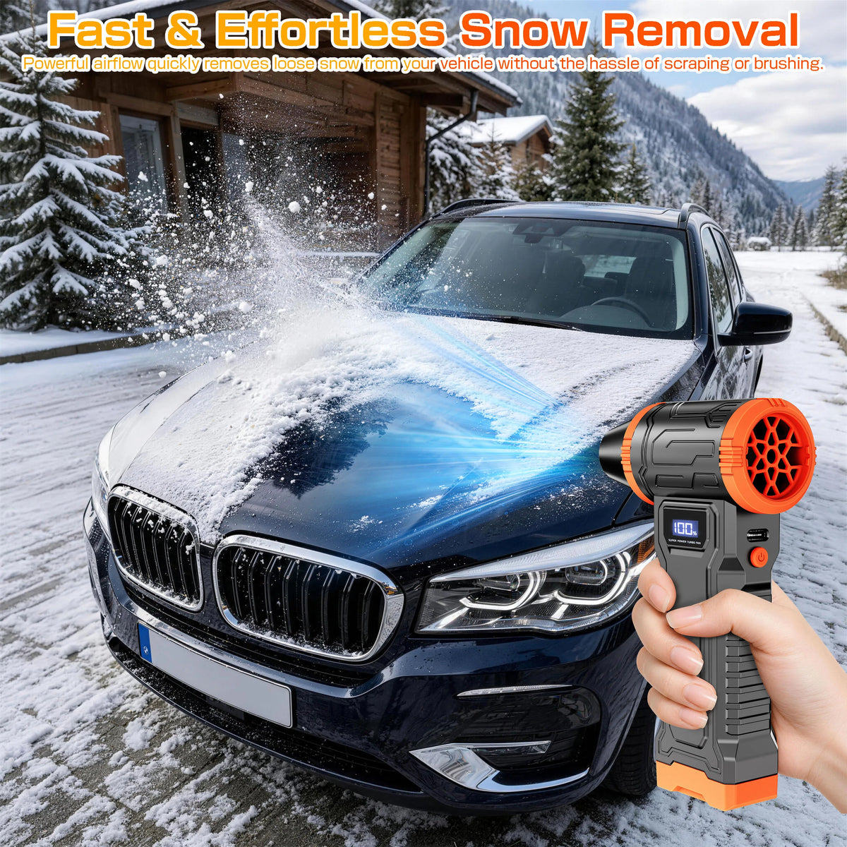 Car Vacuum Cleaner Air Duster Turbo Fan Air Blower Electric Dust Collector Cleaning Tools Hair Dryer Auto Accessories for Home Outdoors Camping Truck Trailer RV Universal Fan