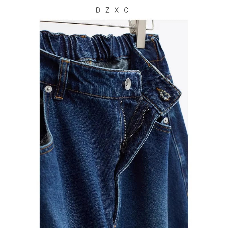Plus-Size Jeans Pants Wide-Leg Balloon Pants, Loose Plus-Size Jeans, Hip-Covering Slimming Retro Long Pants, Fall/Winter 2025
