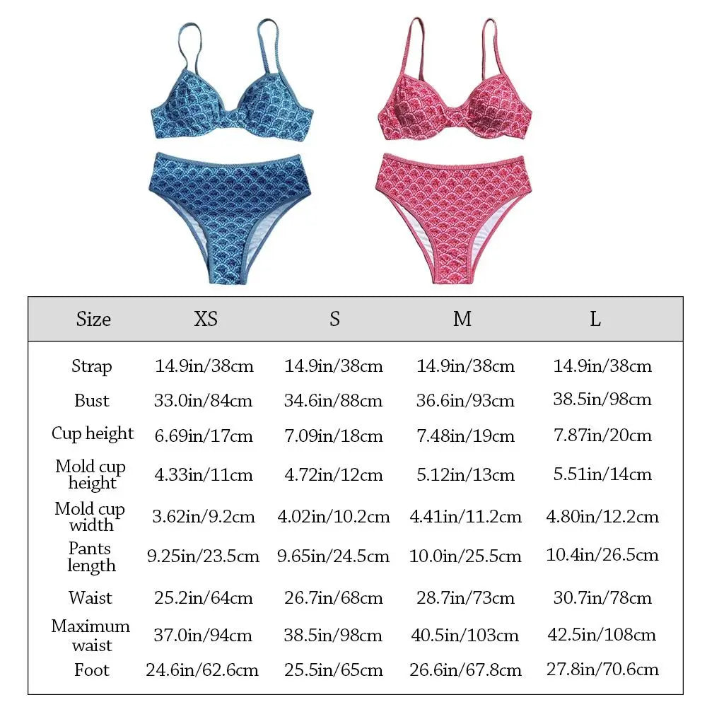 2Pcs/Set Fashion Summer Beach Bikini High Waist Casual Women Swimsuit Push-Up Bathing Suit Beachwear Beach