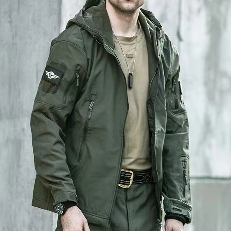 Men Winter Autumn Fleece Tactical Parkas Waterproof Cargo Jackets Windbreak Hiking Camping Climbing Softshell Casual Hood Coats