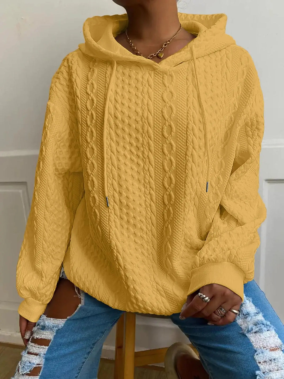 Fashionable Large Size Women's Long Sleeve Hoodie Twist Casual Sweatshirt Loose Fit 2026 European And American Export Garment